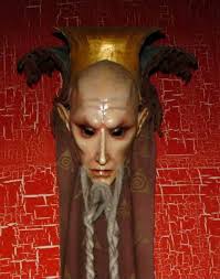 A demonic mask displayed in Epstein's Manhattan townhouse.