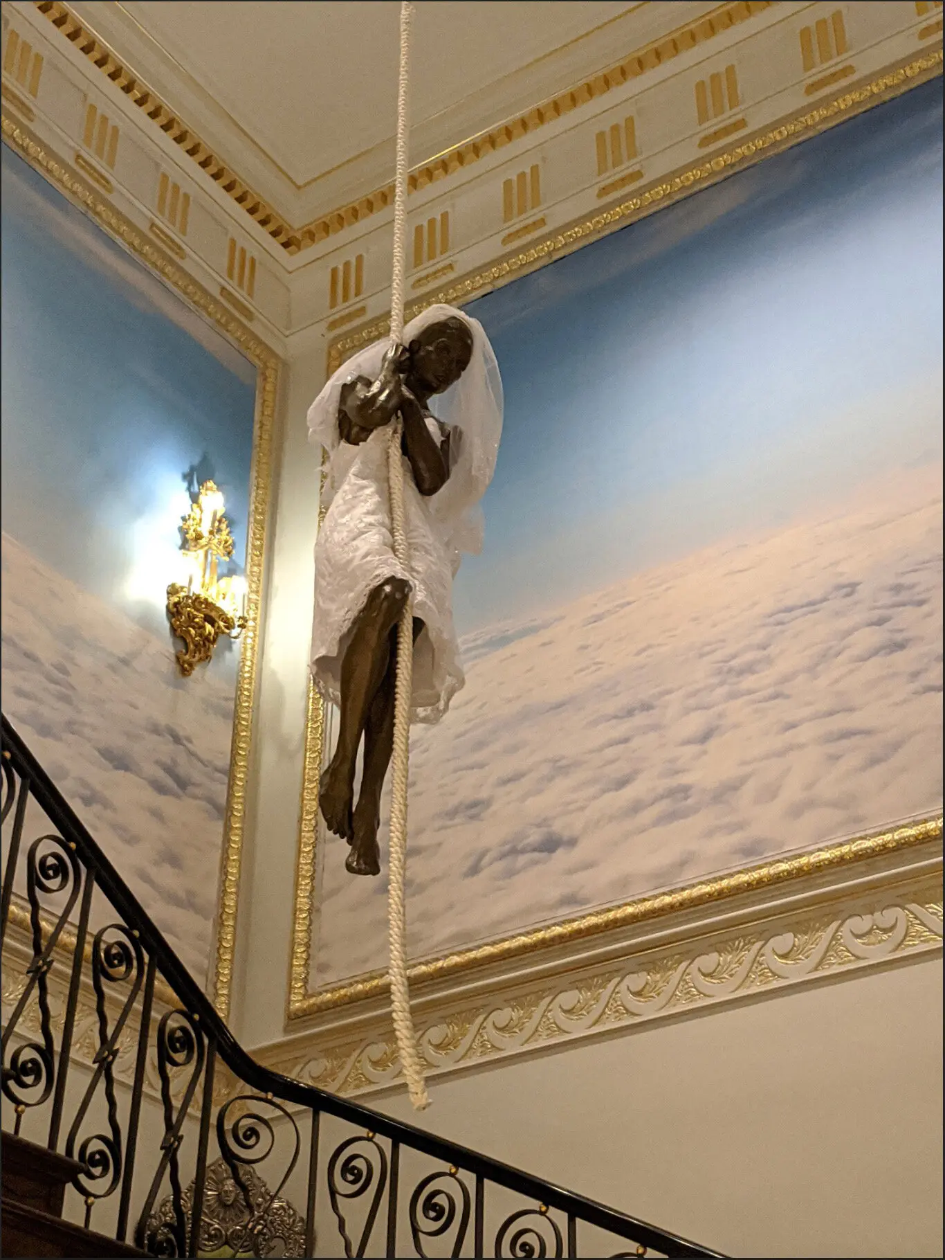 Sculpture suspended in the stairwell of 9 East 71st Street.